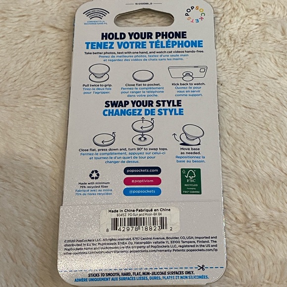 PopSocket Stylish PopGrip PopTop Cell Phone Joy Grip & Stand Sun and Moon NWT - Picture 6 of 6